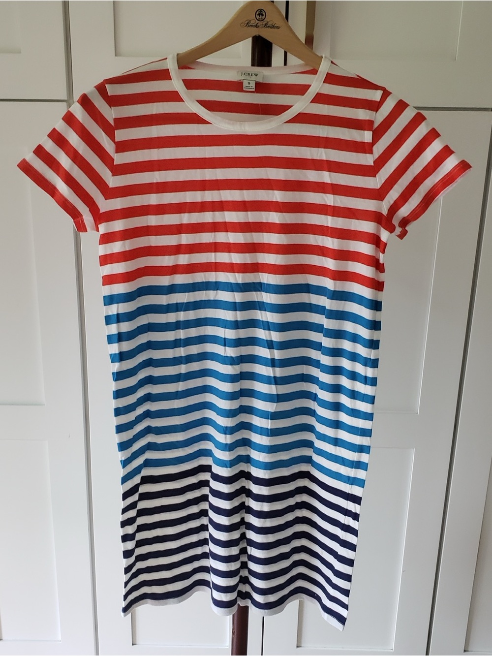 J.‎ Crew Red, White & Pink Striped Tee Dress